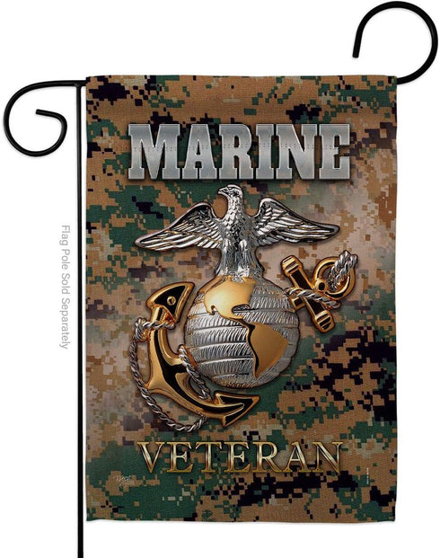 US Marine Veteran Garden Flag - Armed Forces Corps USMC Semper Fi United State American Military Retire Official - House Decoration Banner Small Y...